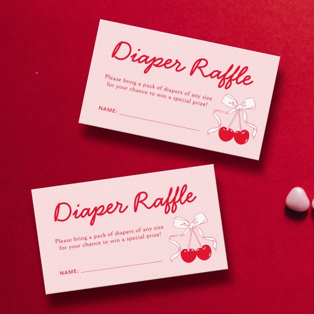 Cherry Baby Shower Diaper Raffle Ticket Enclosure Card (Creator Uploaded)