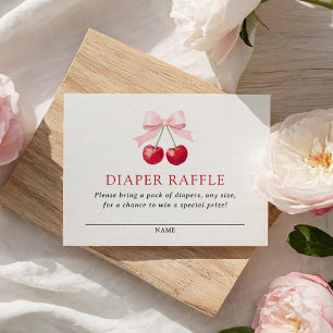 Cherry Baby Shower Diaper Raffle Ticket Enclosure Card