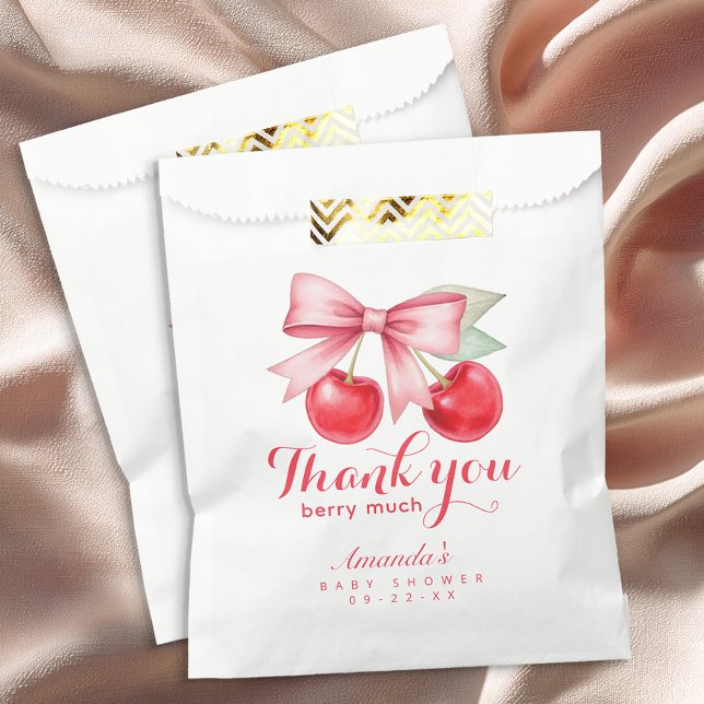 Cherry Baby Shower Favour Bag – Thank You Design (Favor Bag)