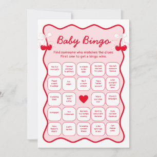 Cherry Baby Shower Find the Guest Bingo Game Card