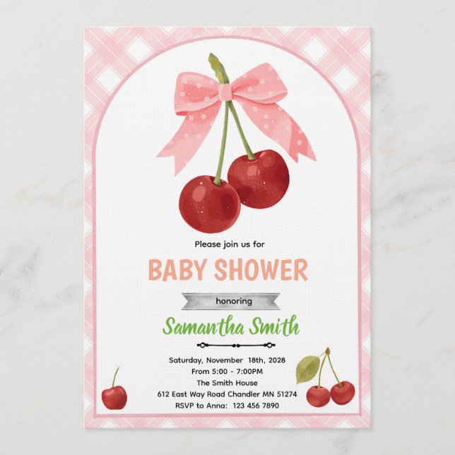 Cherry baby shower invitation   (Front)