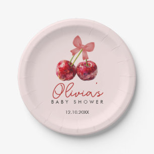 Cherry Baby Shower Paper Plates for Girl Party