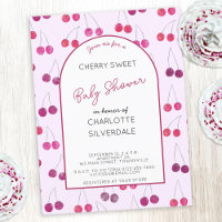 Cherry Baby Shower Pink Invitation