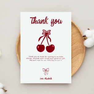 Cherry Baby Shower Thank you Cute Coquette Bow Card