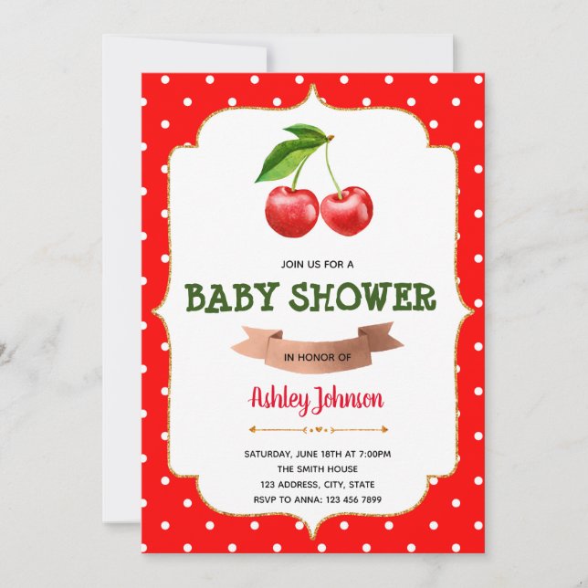 Cherry baby shower theme invitation (Front)