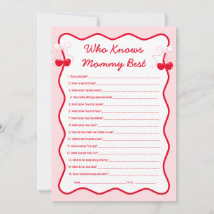 Cherry Baby Shower Who Knows Mommy Best Game Invitation