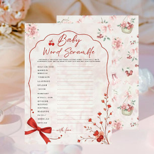 Cherry Baby Word Scramble Game   Pink Bow Shower