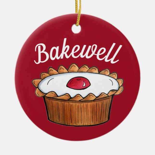Cherry Bakewell Tart British Food UK Pastry Baking Ceramic Ornament (Front)