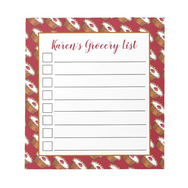 Cherry Bakewell Tart British Food UK Pastry Baking Notepad (Front)