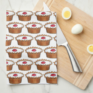 Cherry Bakewell Tart British Food UK Pastry Baking Tea Towel