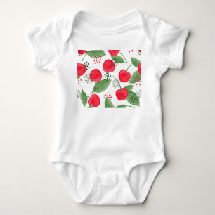 Cherry Berries Vintage, Watercolor Seamless. Baby Bodysuit