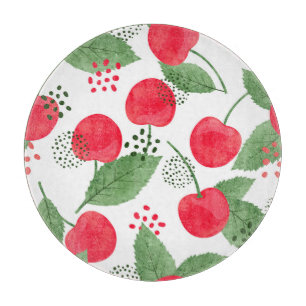 Cherry Berries Vintage, Watercolor Seamless. Cutting Board