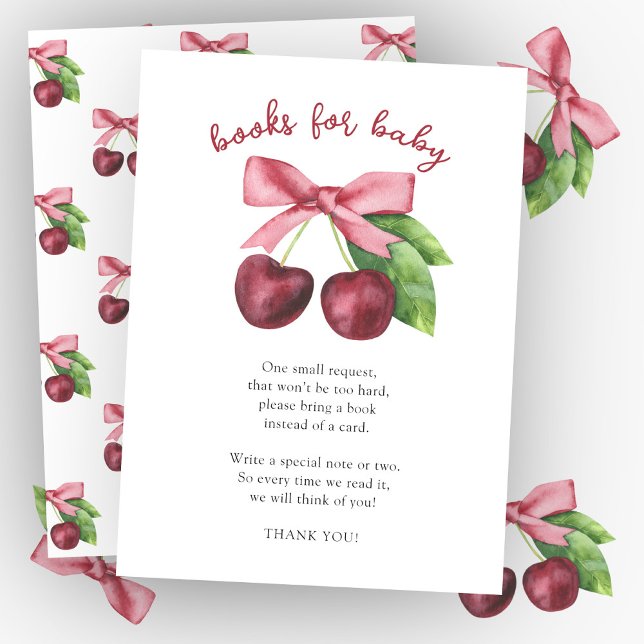 Cherry berry bow books for baby enclosure card (Creator Uploaded)