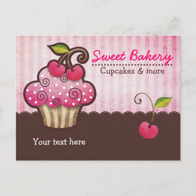 Cherry Berry Cupcake Postcards (Front)