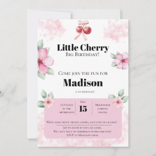 Cherry Birthday Invitation for Girls Cute Fruit