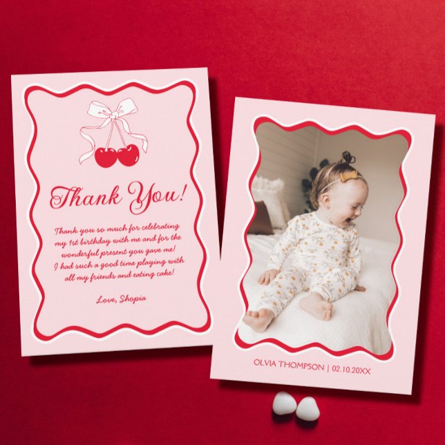 Cherry Birthday Party Thank You Card (Creator Uploaded)