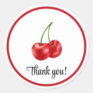 Cherry Birthday party Thank You guest Favor Tag,  Classic Round Sticker