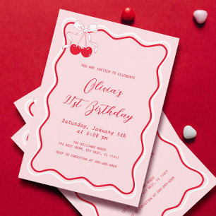 Cherry Birthday Party theme Adult Invitation