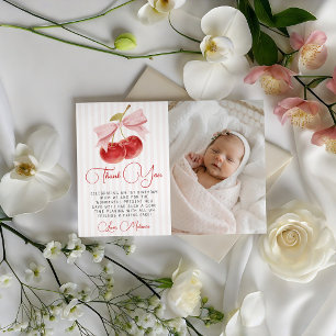 Cherry Birthday Photo Thank You Invitation