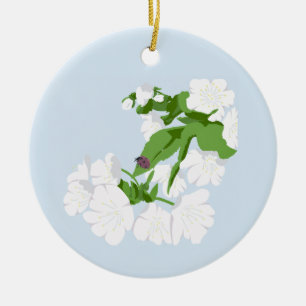 Cherry bkossom ceramic ornament