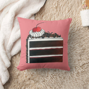 Cherry Black Forest Cake Shop Slice Bakery Baker Cushion