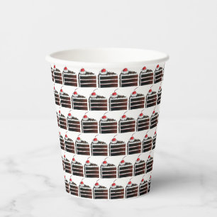Cherry Black Forest Cake Slice Birthday Party Food Paper Cups