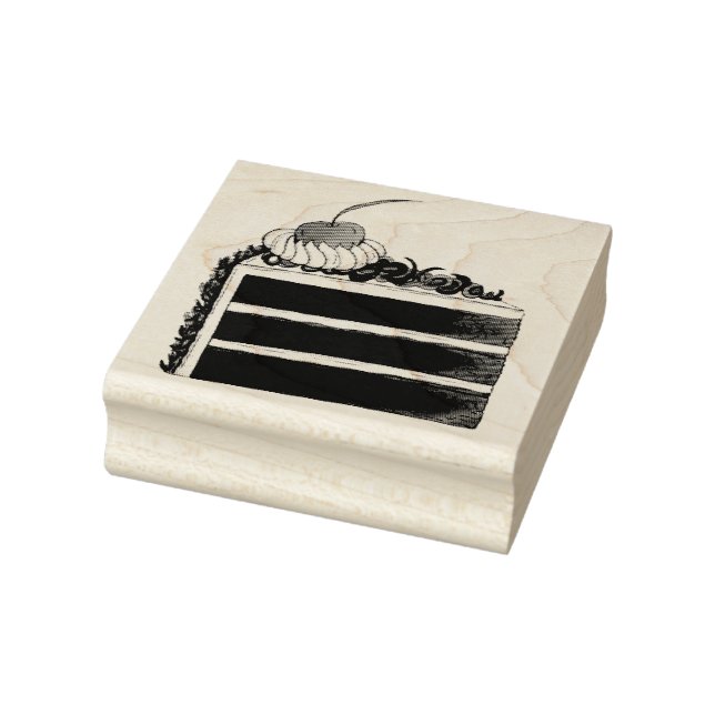 Cherry Black Forest Cake Slice Birthday Party Food Rubber Stamp (Stamp)