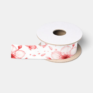Cherry Bloom Elegance Satin Ribbon