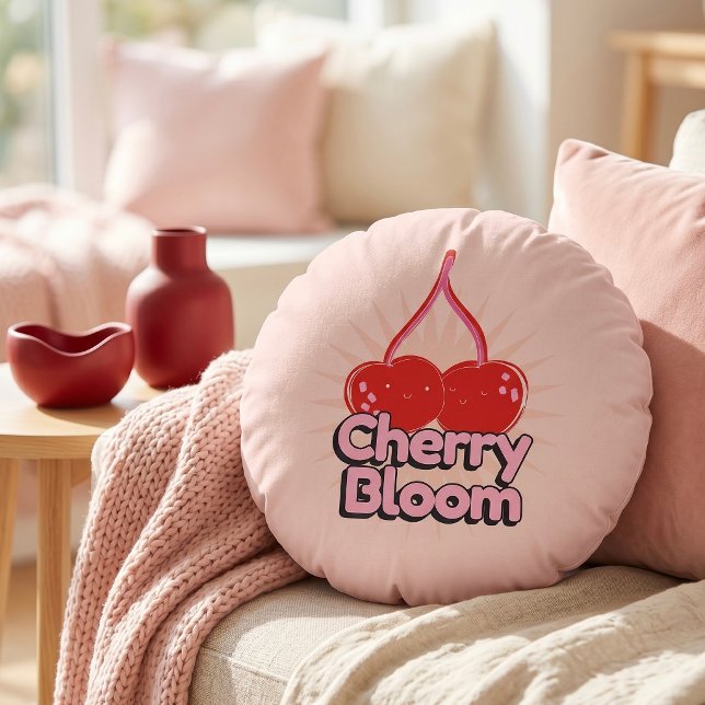 Cherry Bloom Round Cushion (Creator Uploaded)