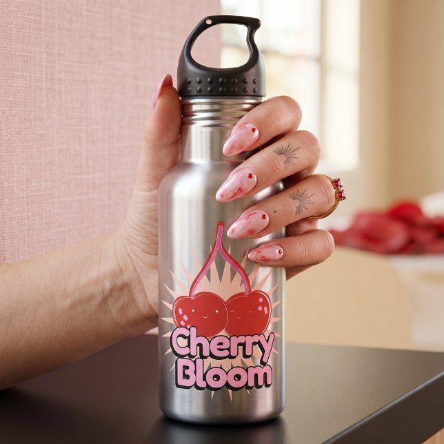 Cherry Bloom Stainless Steel Water Bottle (Creator Uploaded)