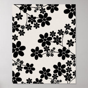 Cherry Blossom 12 Beige And Black Poster