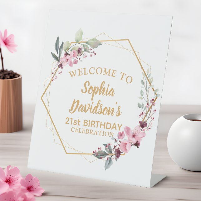 Cherry Blossom 21st Birthday Small Welcome Sign (Elegant Sakura Welcome - Personalized for Your Celebration 🌸✨)