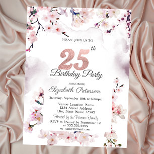 Cherry Blossom 25th Birthday  Invitation