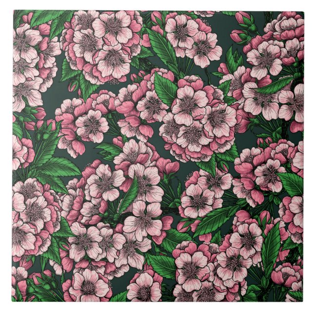 Cherry blossom 2 ceramic tile (Front)
