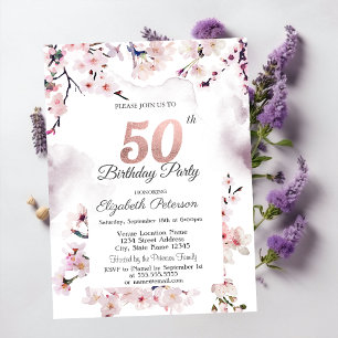 Cherry Blossom 50th Birthday  Invitation