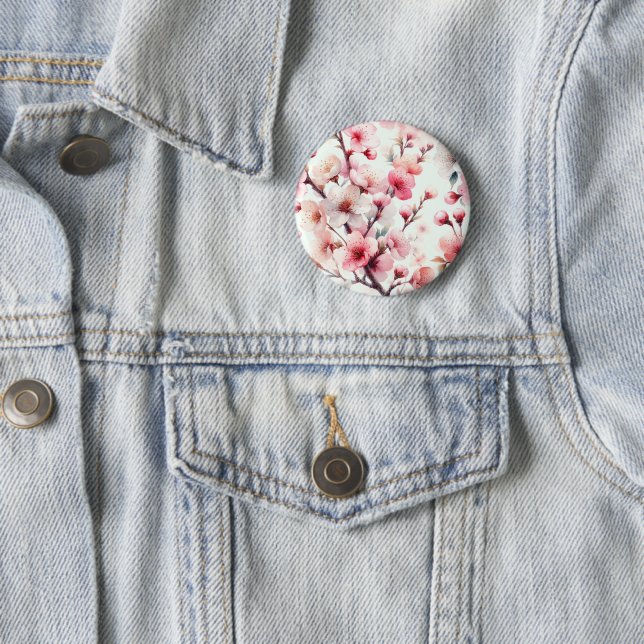 Cherry Blossom 6 Cm Round Badge (In Situ)