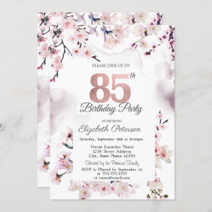 Cherry Blossom 85th Birthday  Invitation