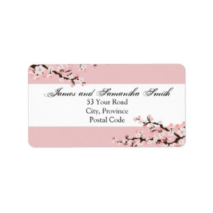 Cherry Blossom Address Label - Pink White Wedding
