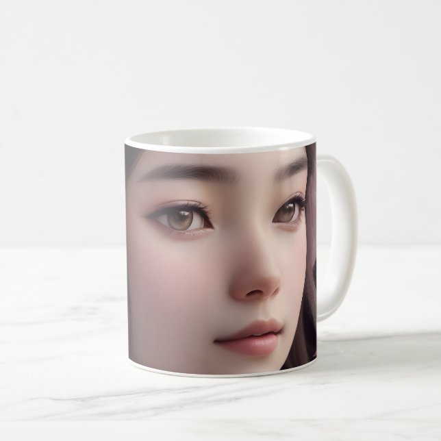 Cherry Blossom Adorned Girl Coffee Mug (Front Right)