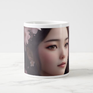 Cherry Blossom Adorned Girl Large Coffee Mug