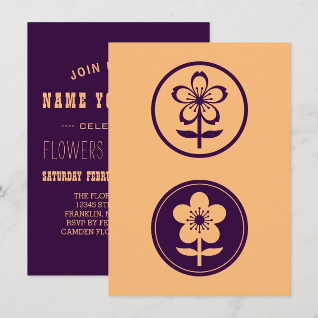 cherry blossom and apple blossom invitation (Front/Back)