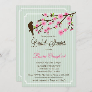 Cherry Blossom and Bird Bridal Shower Invitation