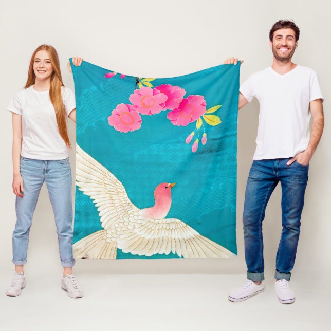 Cherry Blossom and Dove Fleece Blanket (In Situ)