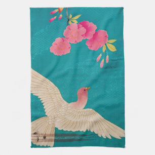 Cherry Blossom and Dove Tea Towel