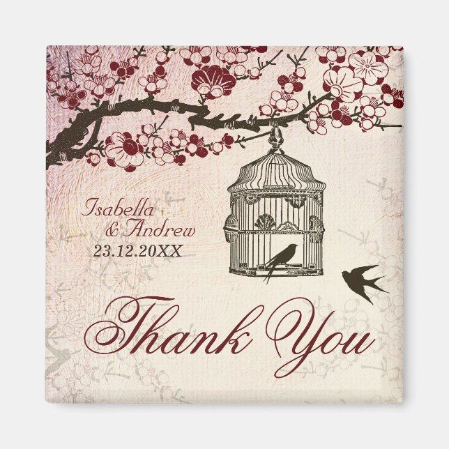 Cherry Blossom and Love Birds Magnet (Front)