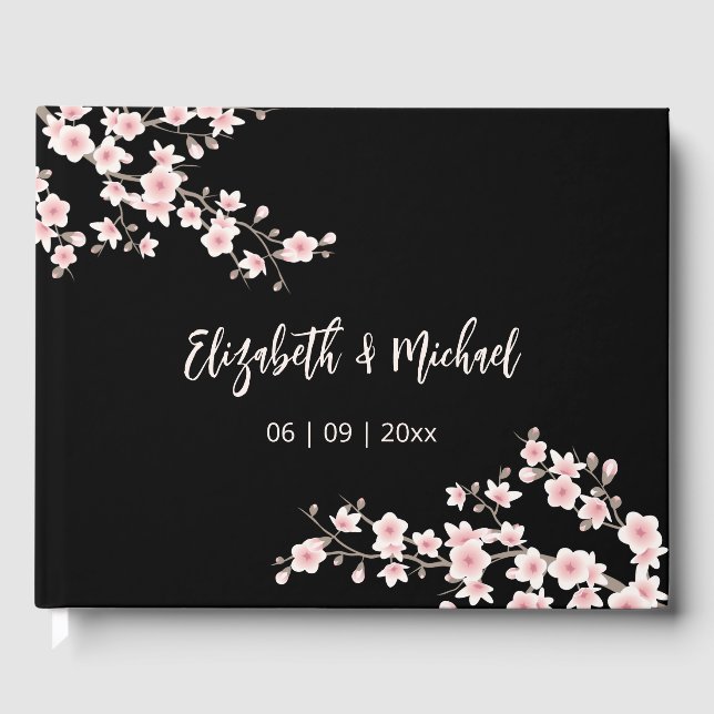 Cherry Blossom Apricot  Floral | Wedding Guest Book (Front)