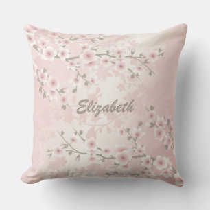 Cherry Blossom Apricot Vintage Floral Monogram  Cushion