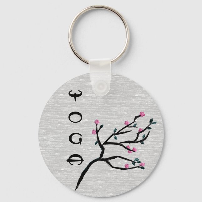 Cherry Blossom - Artistic Yoga Gifts Key Ring (Front)