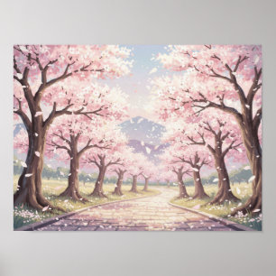 Cherry Blossom Avenue: Springtime Sakura Path Poster