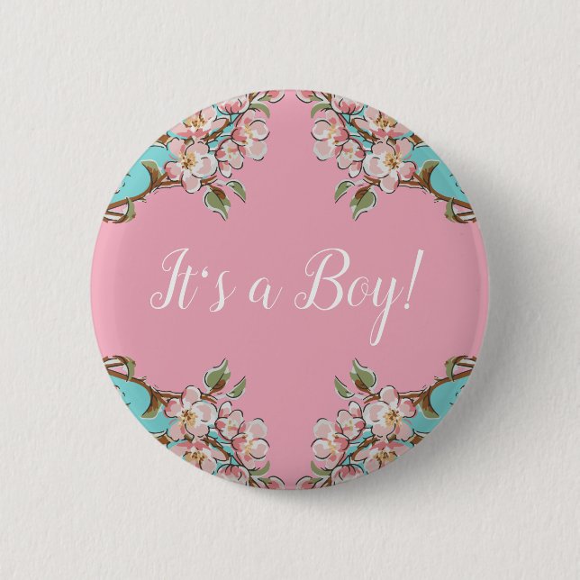 Cherry Blossom Baby Shower 6 Cm Round Badge (Front)